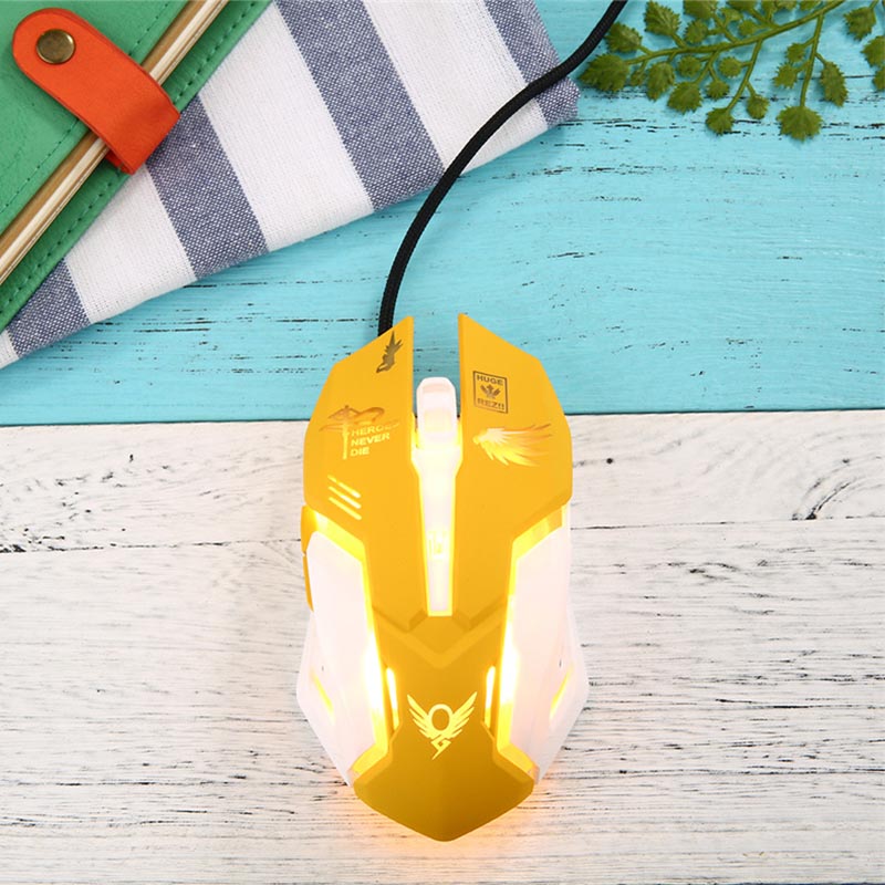 OW 6 Buttons Gaming Breathing LED Backlit Gaming Mice D.VA  Reaper Wired USB Computer Mouse for PC& Mac Overwatch Gamers