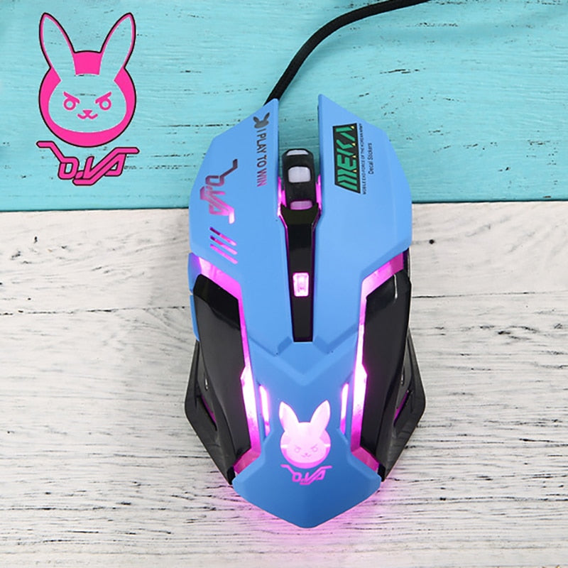 OW 6 Buttons Gaming Breathing LED Backlit Gaming Mice D.VA  Reaper Wired USB Computer Mouse for PC& Mac Overwatch Gamers