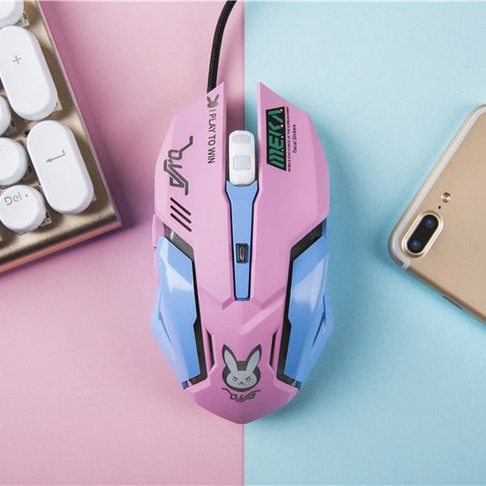OW 6 Buttons Gaming Breathing LED Backlit Gaming Mice D.VA  Reaper Wired USB Computer Mouse for PC& Mac Overwatch Gamers