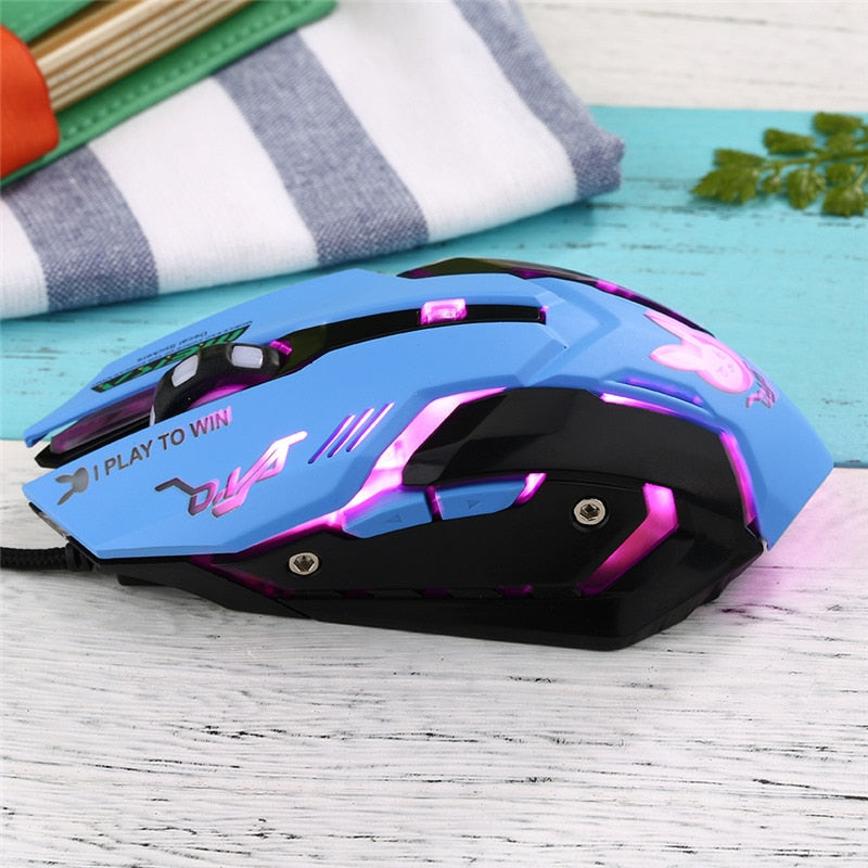 OW 6 Buttons Gaming Breathing LED Backlit Gaming Mice D.VA  Reaper Wired USB Computer Mouse for PC& Mac Overwatch Gamers