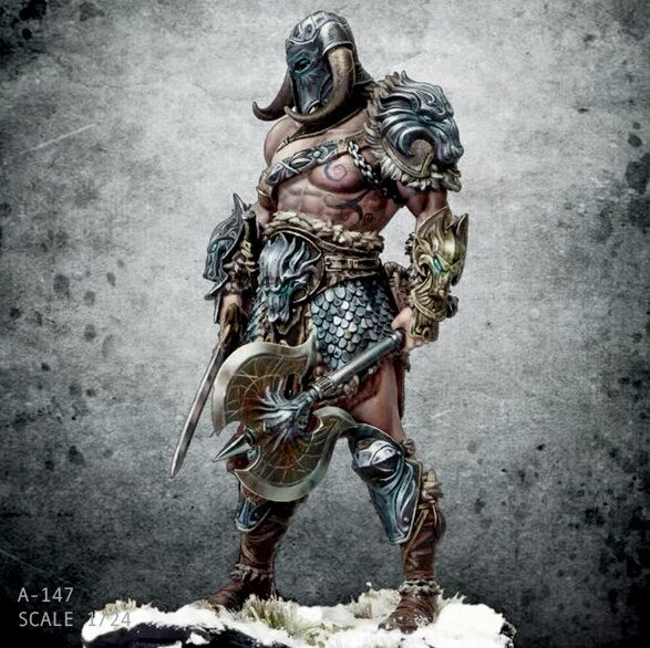 1/24 75MM Resin Figure Kits Nordic Dragon Slayer (Double head) self-assembled A-147
