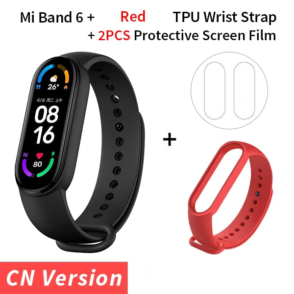 Xiaomi Mi Band 6 Smart Bracelet 1.56 AMOLED Display Blood Oxygen Fitness Traker Heart Rate Bluetooth Waterproof Miband 6
