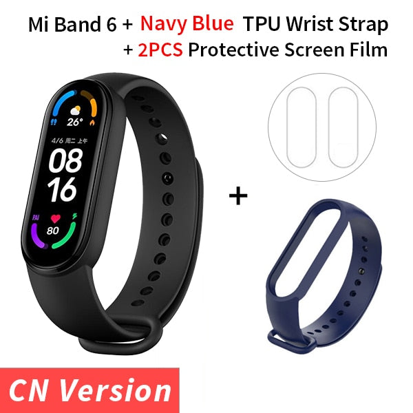 Xiaomi Mi Band 6 Smart Bracelet 1.56 AMOLED Display Blood Oxygen Fitness Traker Heart Rate Bluetooth Waterproof Miband 6
