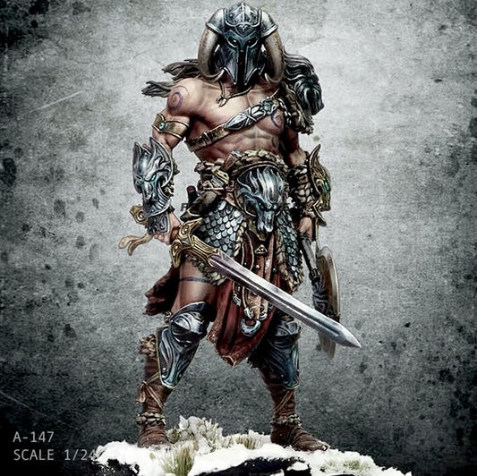 1/24 75MM Resin Figure Kits Nordic Dragon Slayer (Double head) self-assembled A-147