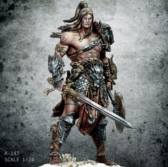 1/24 75MM Resin Figure Kits Nordic Dragon Slayer (Double head) self-assembled A-147