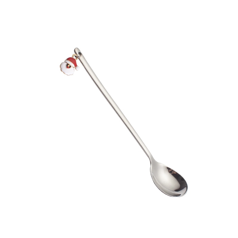 Christmas Decorations Christmas Stainless Spoon New Year 2021 Xmas Party Table Ornaments Coffee Spoon For Home Navidad Noel Gift