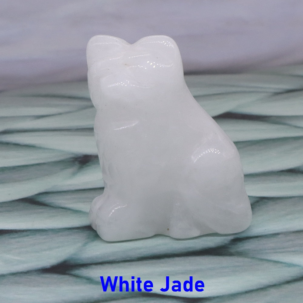 1.5&quot; Cat Statue Natural Gemstone Carving Healing Crystal Animals Figurines Reiki Stones Decoration Wholesale