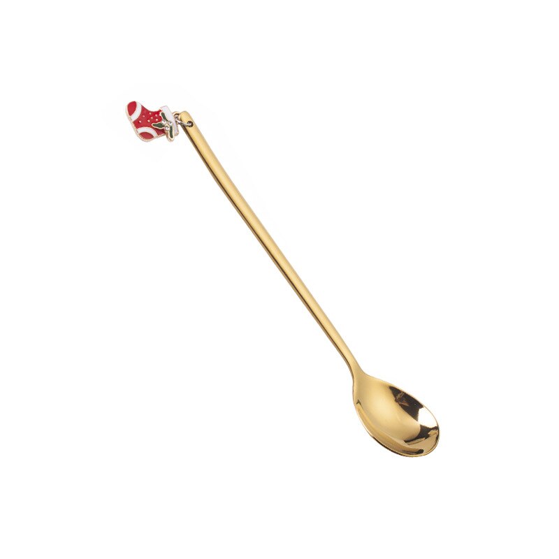 Christmas Decorations Christmas Stainless Spoon New Year 2021 Xmas Party Table Ornaments Coffee Spoon For Home Navidad Noel Gift