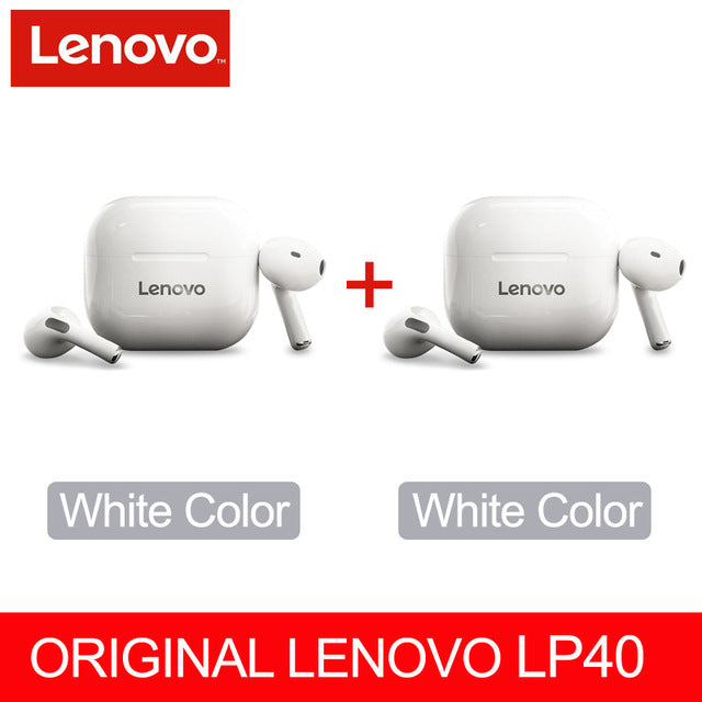 Lenovo – écouteurs sans fil LP40 TWS bluetooth 5.0, double stéréo, réduction du bruit, commande tactile, basses, longue durée de veille, nouveau, originaux