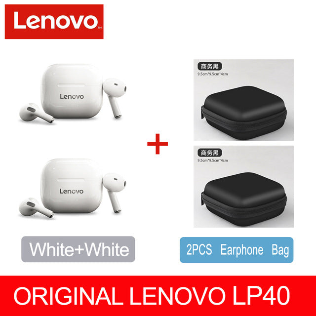 Lenovo – écouteurs sans fil LP40 TWS bluetooth 5.0, double stéréo, réduction du bruit, commande tactile, basses, longue durée de veille, nouveau, originaux
