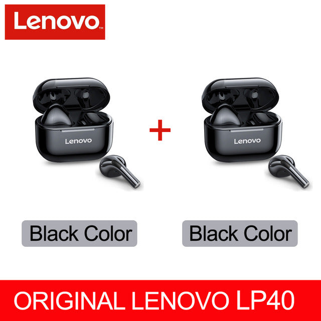 Lenovo – écouteurs sans fil LP40 TWS bluetooth 5.0, double stéréo, réduction du bruit, commande tactile, basses, longue durée de veille, nouveau, originaux