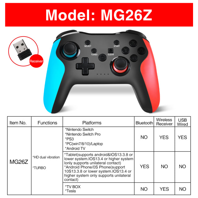 Manette de jeu sans fil 2.4 ghz, pour Console Nintendo Switch Pro, PC, boîtier TV, android, tablette, PS3, Tesla, Joystick