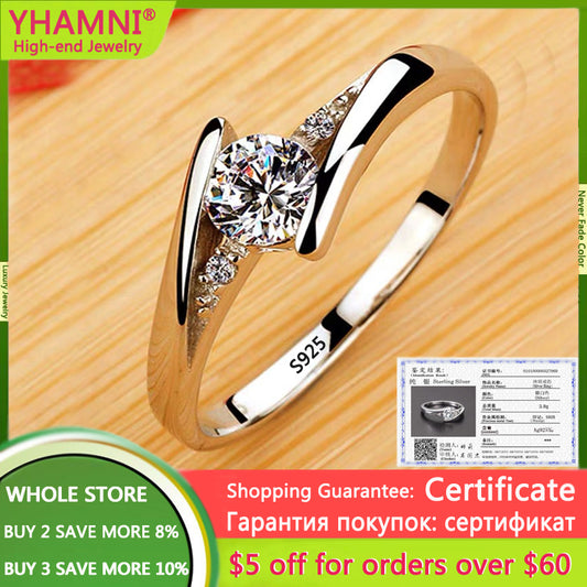 Petite bague ronde en pierre de Zircon pour femmes, jolie bague Vintage en argent Sterling 925, bijoux de mariage en cristal, promesse de fiançailles pour femmes