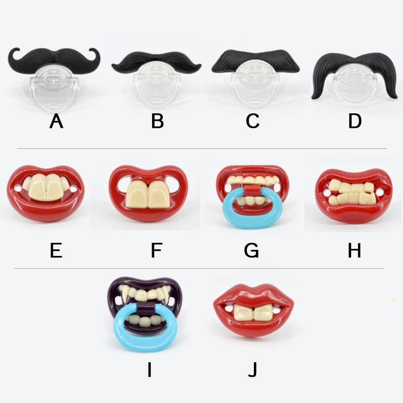 Silicone Funny Nipple Mustache Pacifier Baby Soother Toddler Orthodontic Nipples Red Kiss Lips Teether Baby Feeding