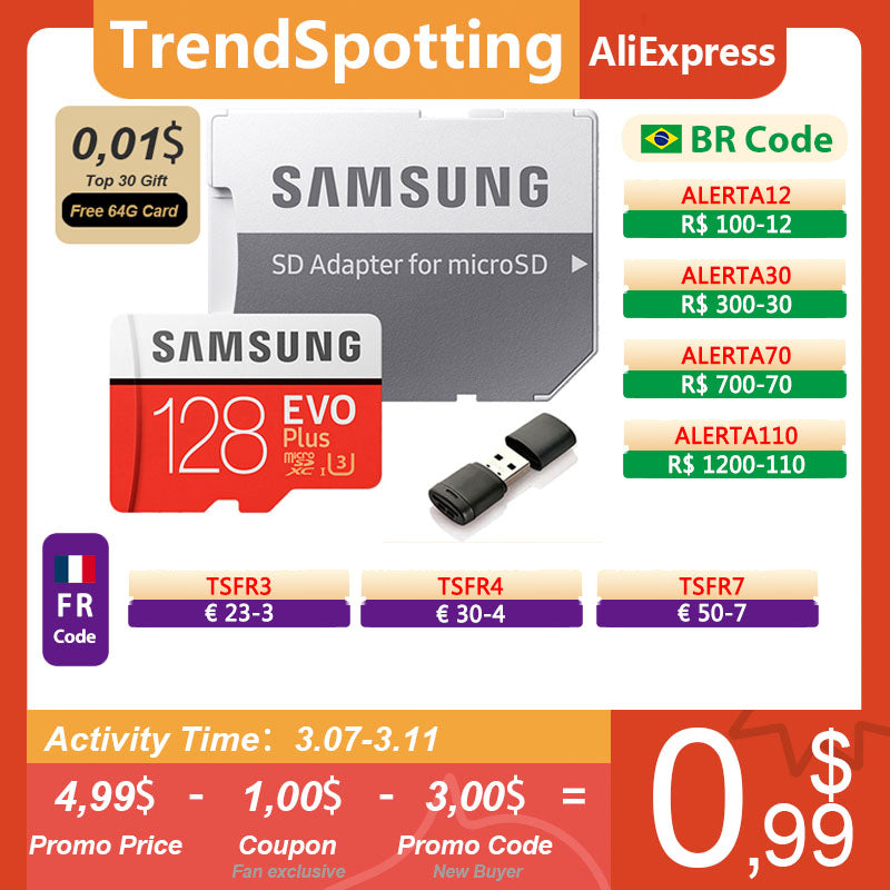 SAMSUNG – Carte micro SD EVO Plus, mémoire Flash TF, 4K, 128 go, 64 go, 32 go, 512 go, 256 go, 128 go, U1 U3