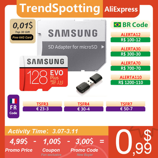 SAMSUNG – Carte micro SD EVO Plus, mémoire Flash TF, 4K, 128 go, 64 go, 32 go, 512 go, 256 go, 128 go, U1 U3